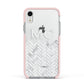 Personalised Marble Herringbone Clear Apple iPhone XR Impact Case Pink Edge on Silver Phone