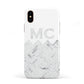 Personalised Marble Herringbone Clear Apple iPhone XS 3D Tough