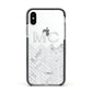 Personalised Marble Herringbone Clear Apple iPhone Xs Impact Case Black Edge on Silver Phone