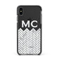 Personalised Marble Herringbone Clear Apple iPhone Xs Max Impact Case Black Edge on Black Phone
