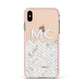 Personalised Marble Herringbone Clear Apple iPhone Xs Max Impact Case Pink Edge on Gold Phone