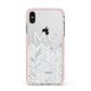 Personalised Marble Herringbone Clear Apple iPhone Xs Max Impact Case Pink Edge on Silver Phone