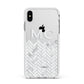 Personalised Marble Herringbone Clear Apple iPhone Xs Max Impact Case White Edge on Silver Phone