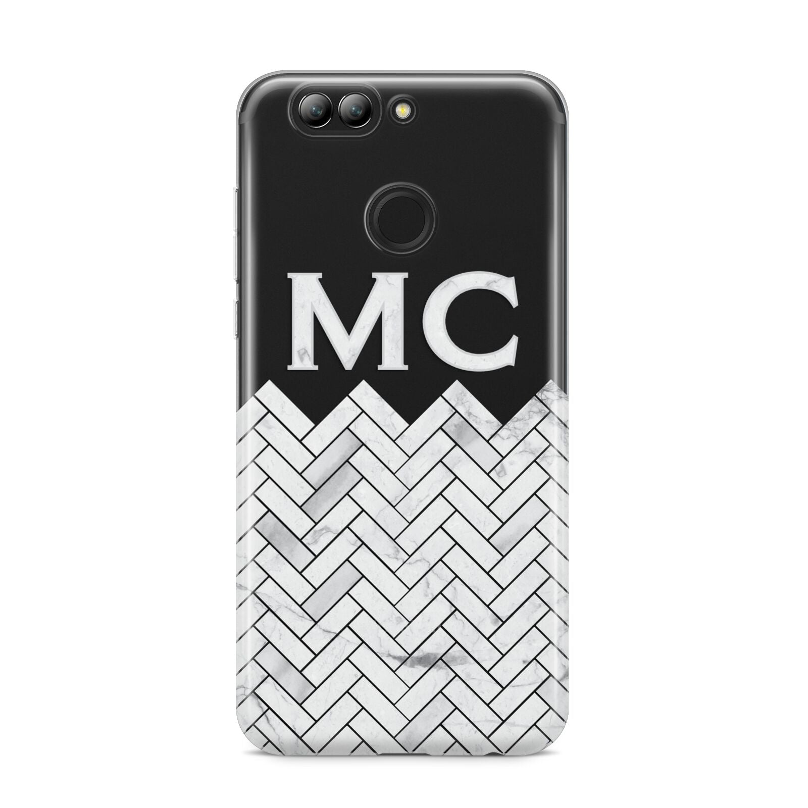 Personalised Marble Herringbone Clear Huawei Nova 2s Phone Case