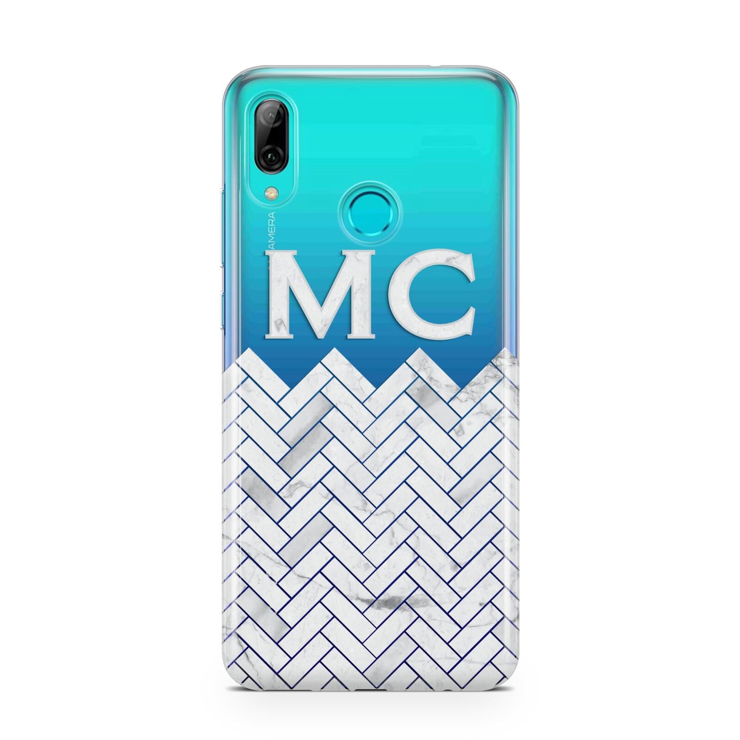 Personalised Marble Herringbone Clear Huawei P Smart 2019 Case