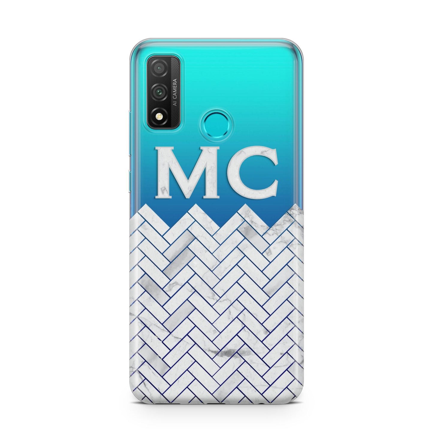 Personalised Marble Herringbone Clear Huawei P Smart 2020