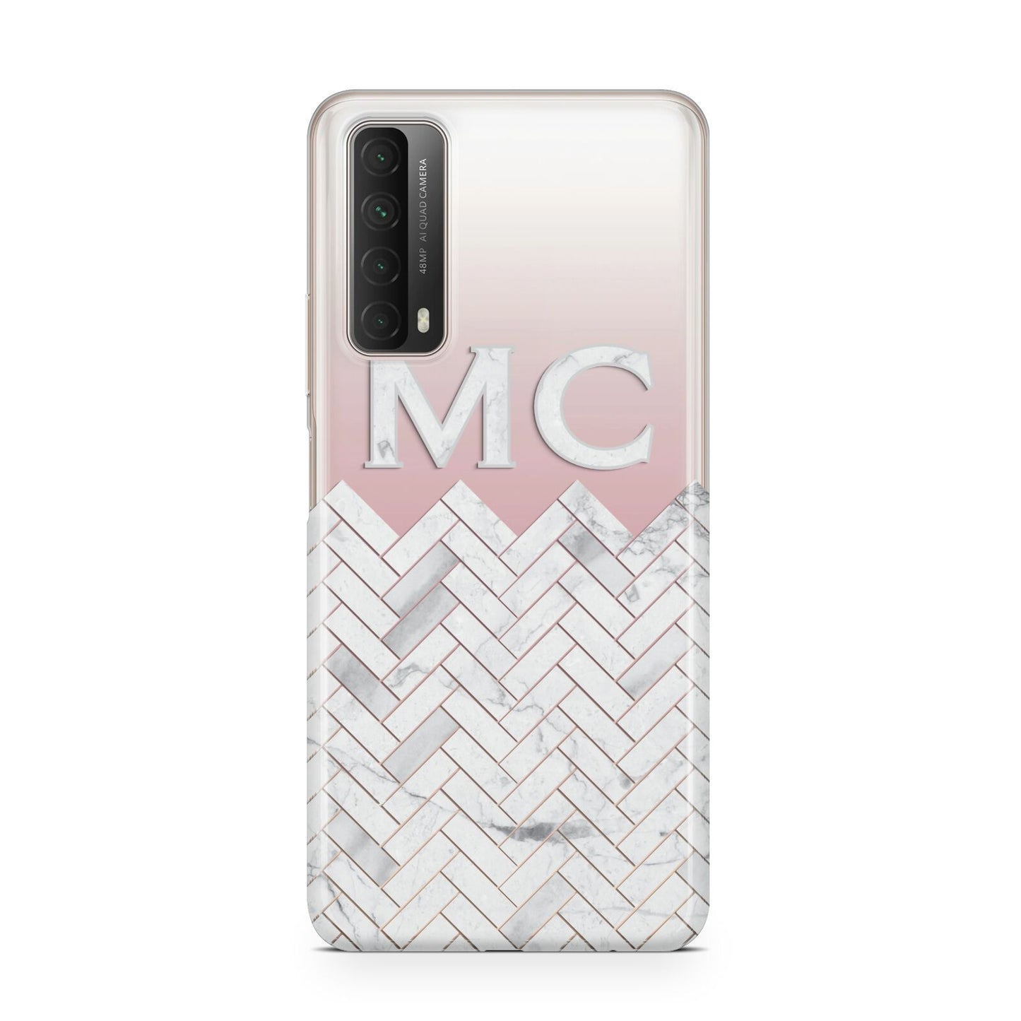 Personalised Marble Herringbone Clear Huawei P Smart 2021