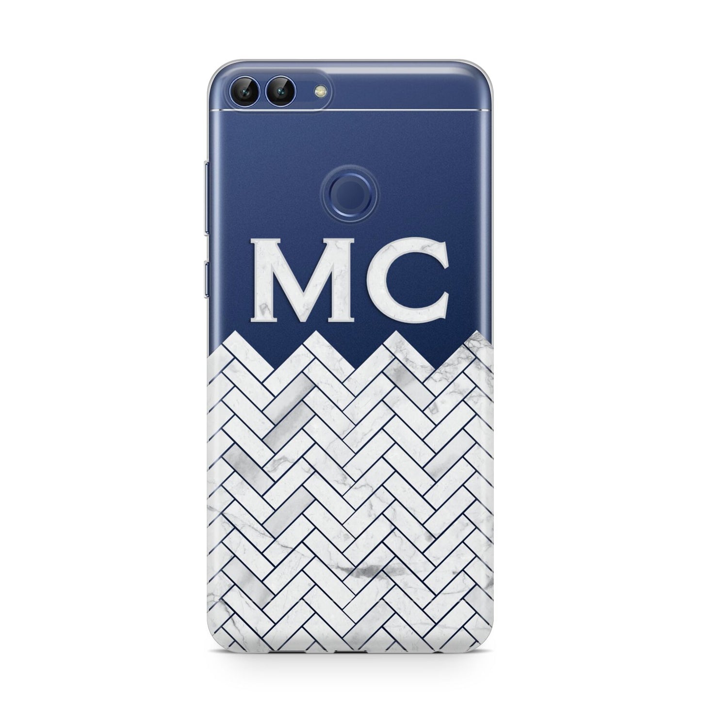 Personalised Marble Herringbone Clear Huawei P Smart Case