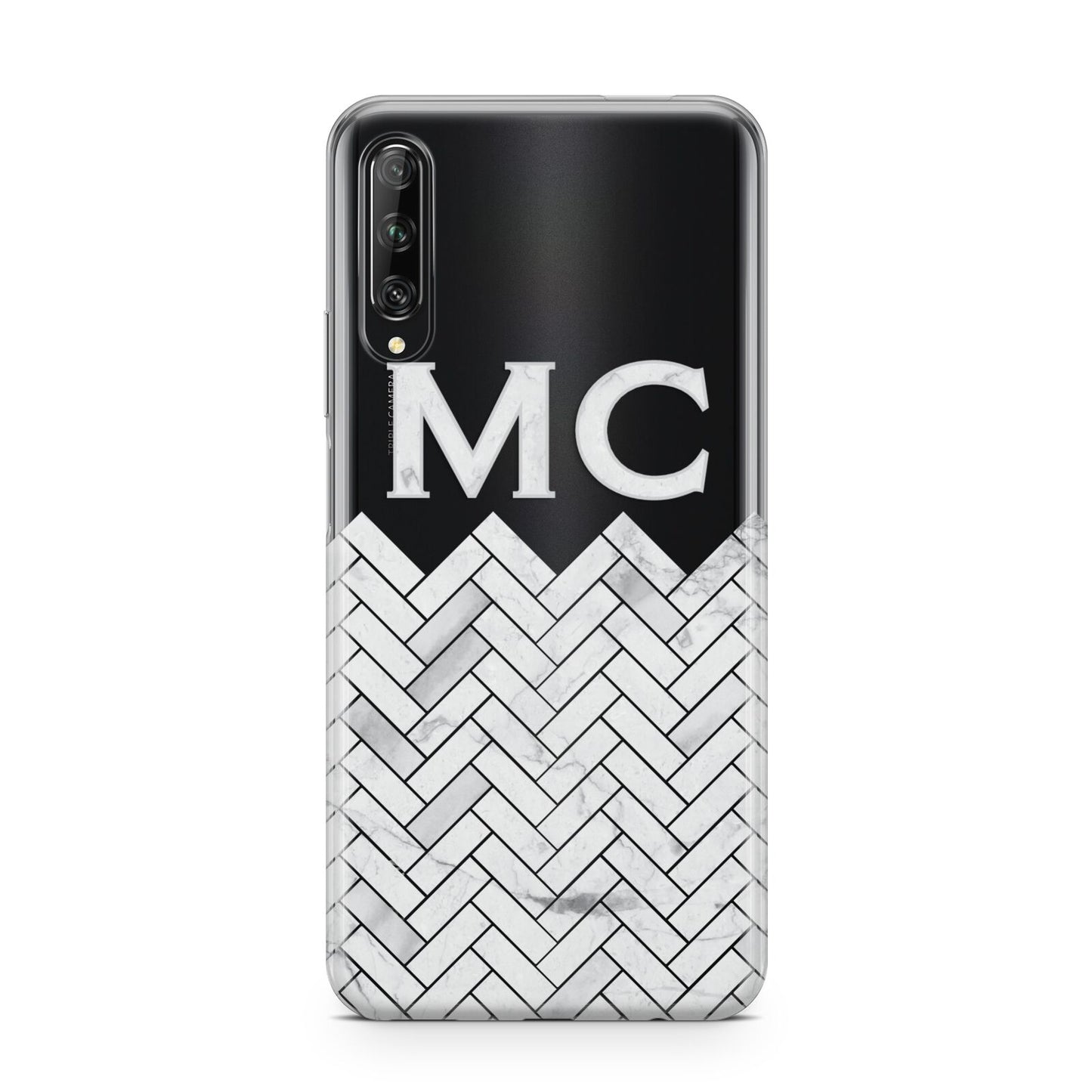 Personalised Marble Herringbone Clear Huawei P Smart Pro 2019