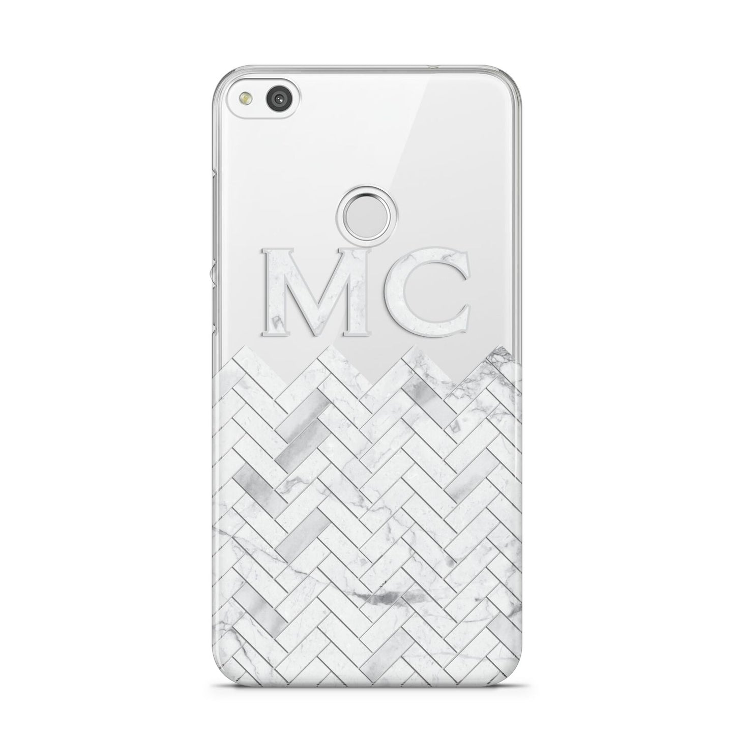 Personalised Marble Herringbone Clear Huawei P8 Lite Case