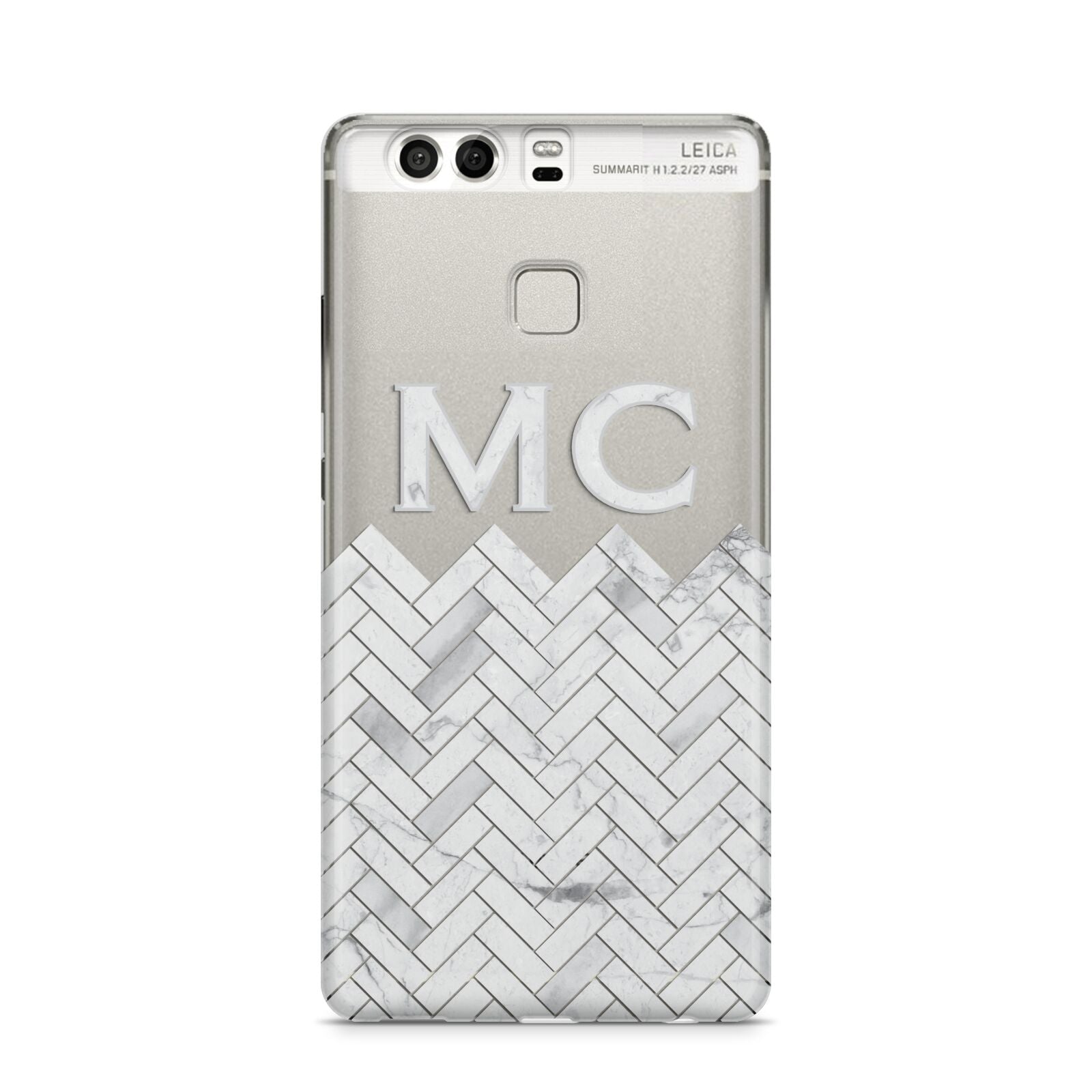 Personalised Marble Herringbone Clear Huawei P9 Case