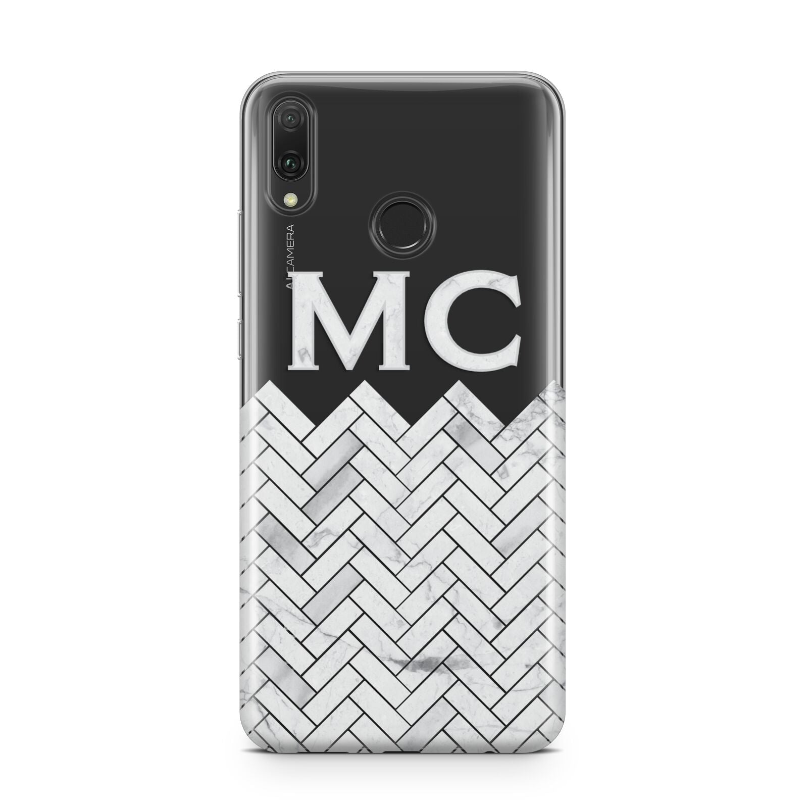 Personalised Marble Herringbone Clear Huawei Y9 2019