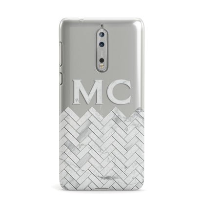 Personalised Marble Herringbone Clear Nokia Case