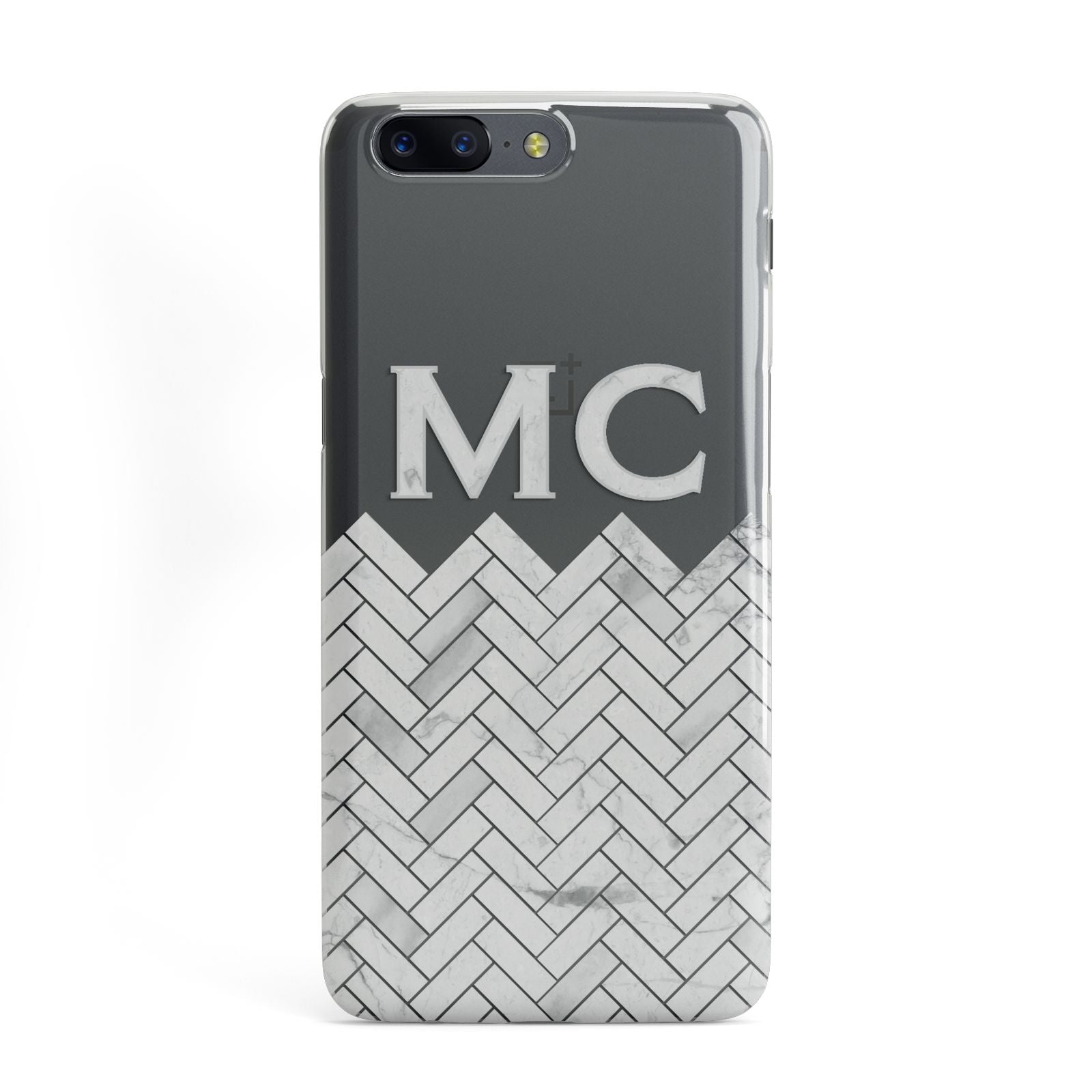 Personalised Marble Herringbone Clear OnePlus Case