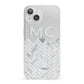 Personalised Marble Herringbone Clear iPhone 13 Clear Bumper Case