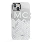 Personalised Marble Herringbone Clear iPhone 13 Full Wrap 3D Tough Case