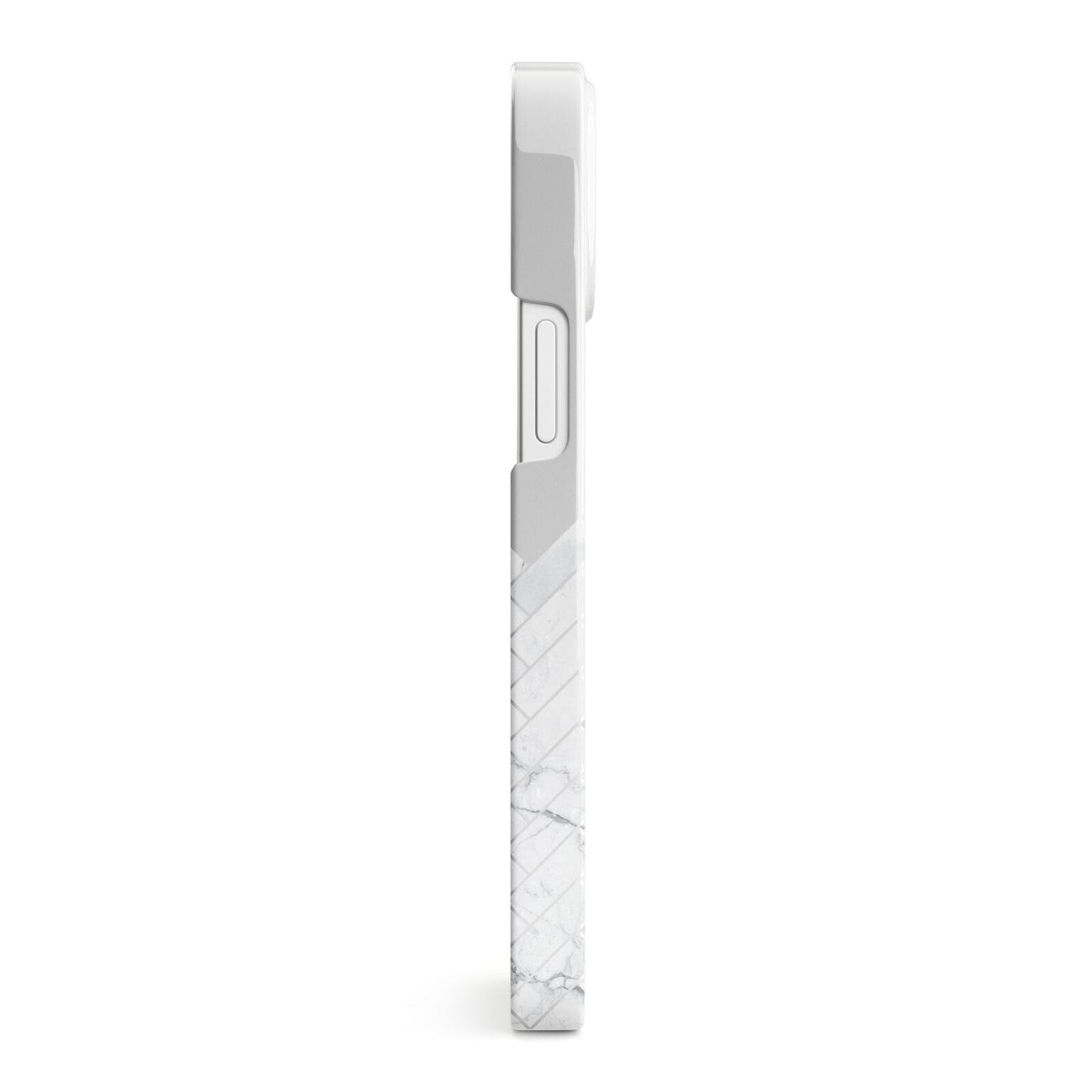 Personalised Marble Herringbone Clear iPhone 13 Mini Side Image 3D Snap Case