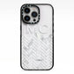 Personalised Marble Herringbone Clear iPhone 13 Pro Black Impact Case on Silver phone