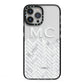 Personalised Marble Herringbone Clear iPhone 13 Pro Max Black Impact Case on Silver phone