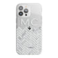 Personalised Marble Herringbone Clear iPhone 13 Pro Max TPU Impact Case with White Edges