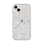 Personalised Marble Herringbone Clear iPhone 14 Plus Glitter Tough Case Starlight