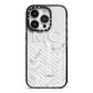Personalised Marble Herringbone Clear iPhone 14 Pro Black Impact Case on Silver phone