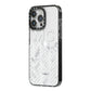Personalised Marble Herringbone Clear iPhone 14 Pro Max Black Impact Case Side Angle on Silver phone