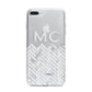 Personalised Marble Herringbone Clear iPhone 7 Plus Bumper Case on Silver iPhone