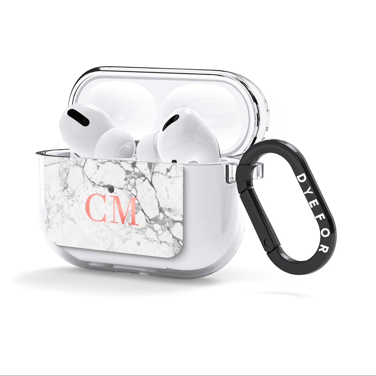 Personalised Marble Initial Rose Gold AirPods Clear Case 3rd Gen Side Image