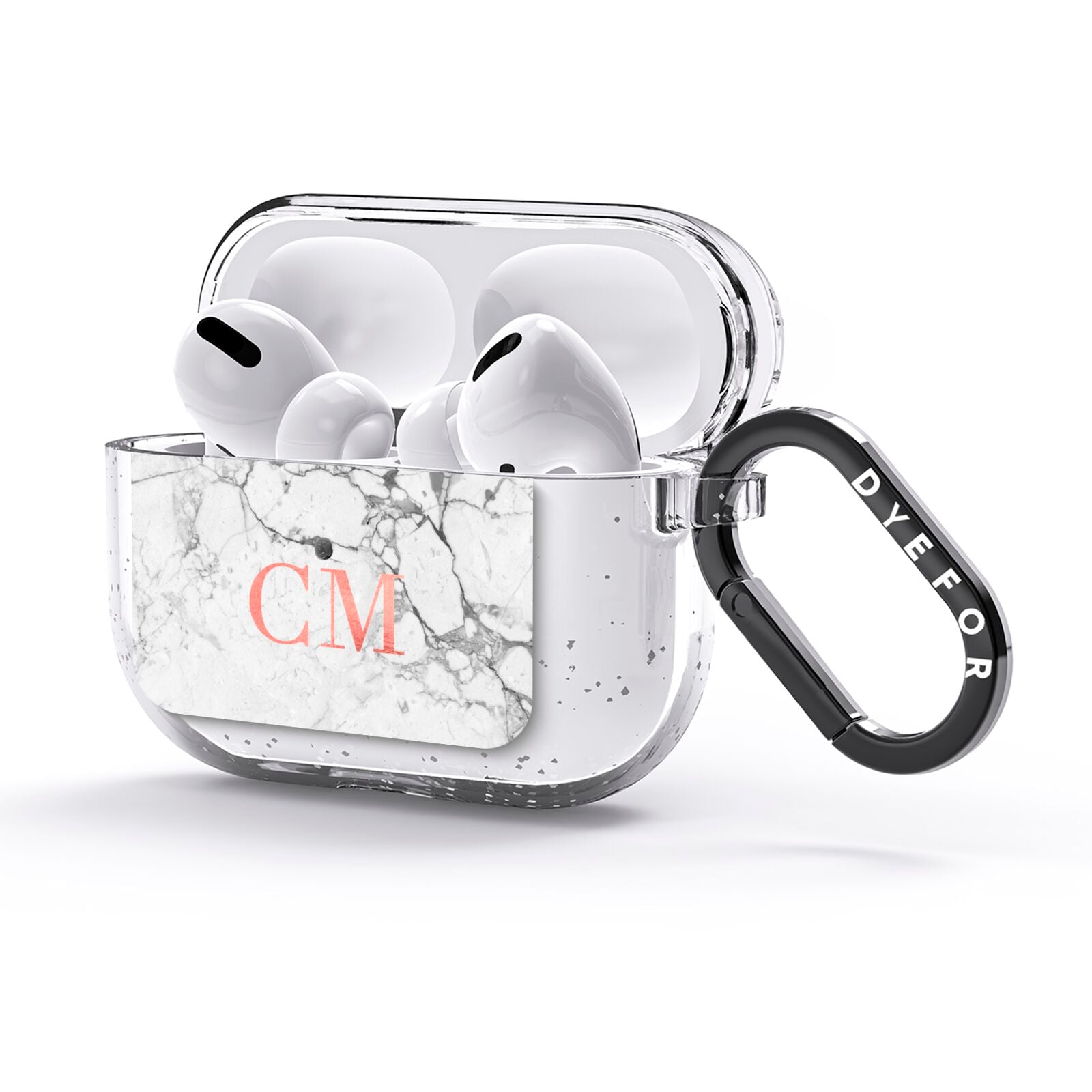 Personalised Marble Initial Rose Gold AirPods Glitter Case 3rd Gen Side Image