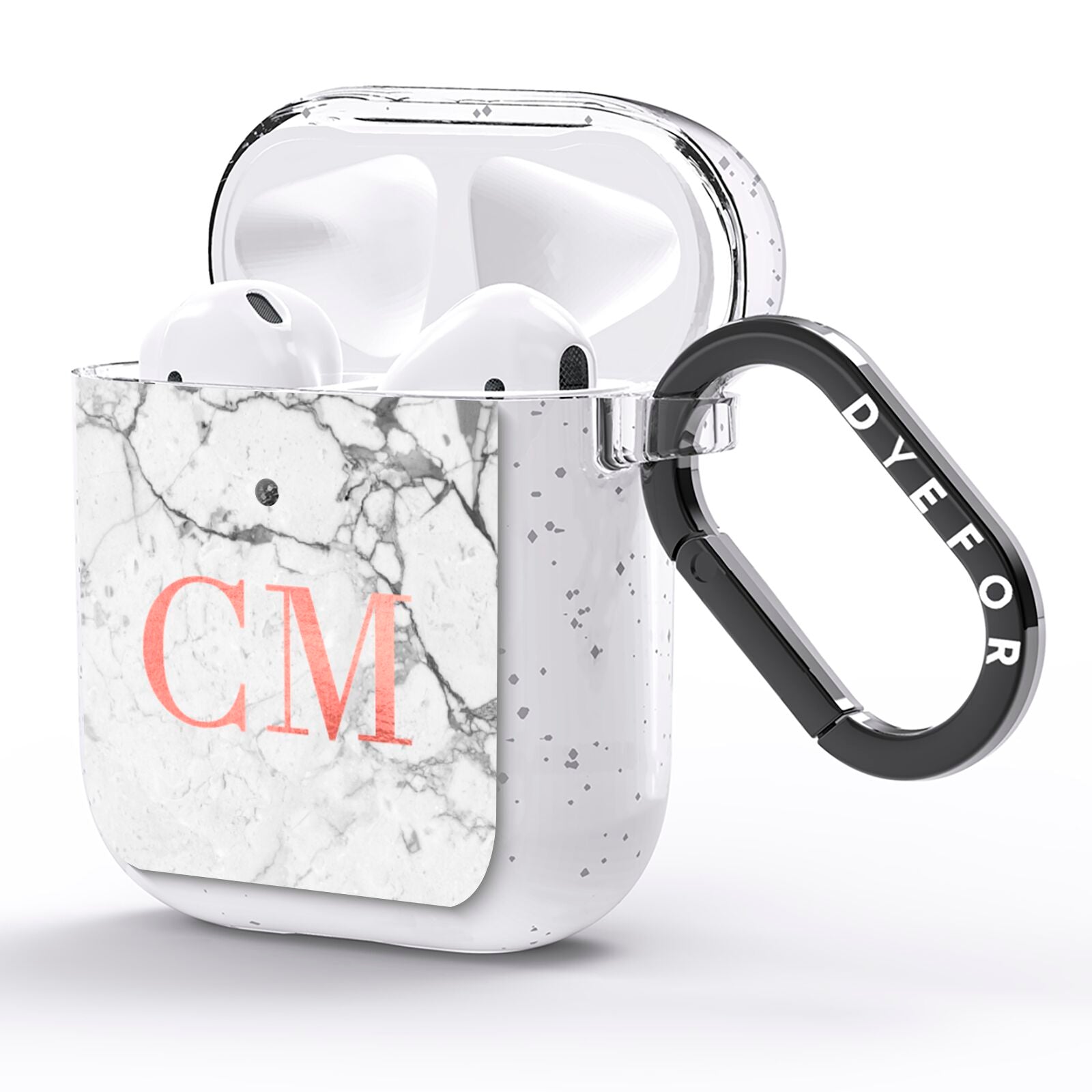 Personalised Marble Initial Rose Gold AirPods Glitter Case Side Image