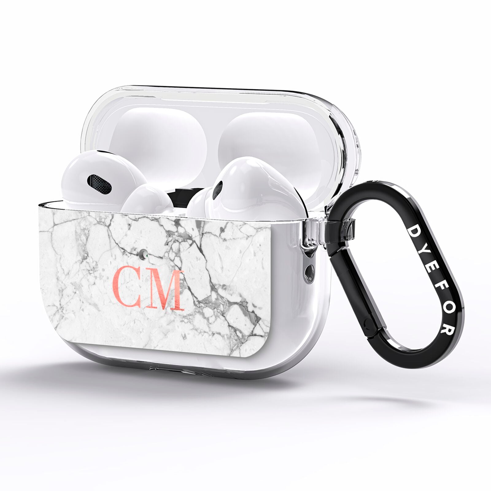 Personalised Marble Initial Rose Gold AirPods Pro Clear Case Side Image