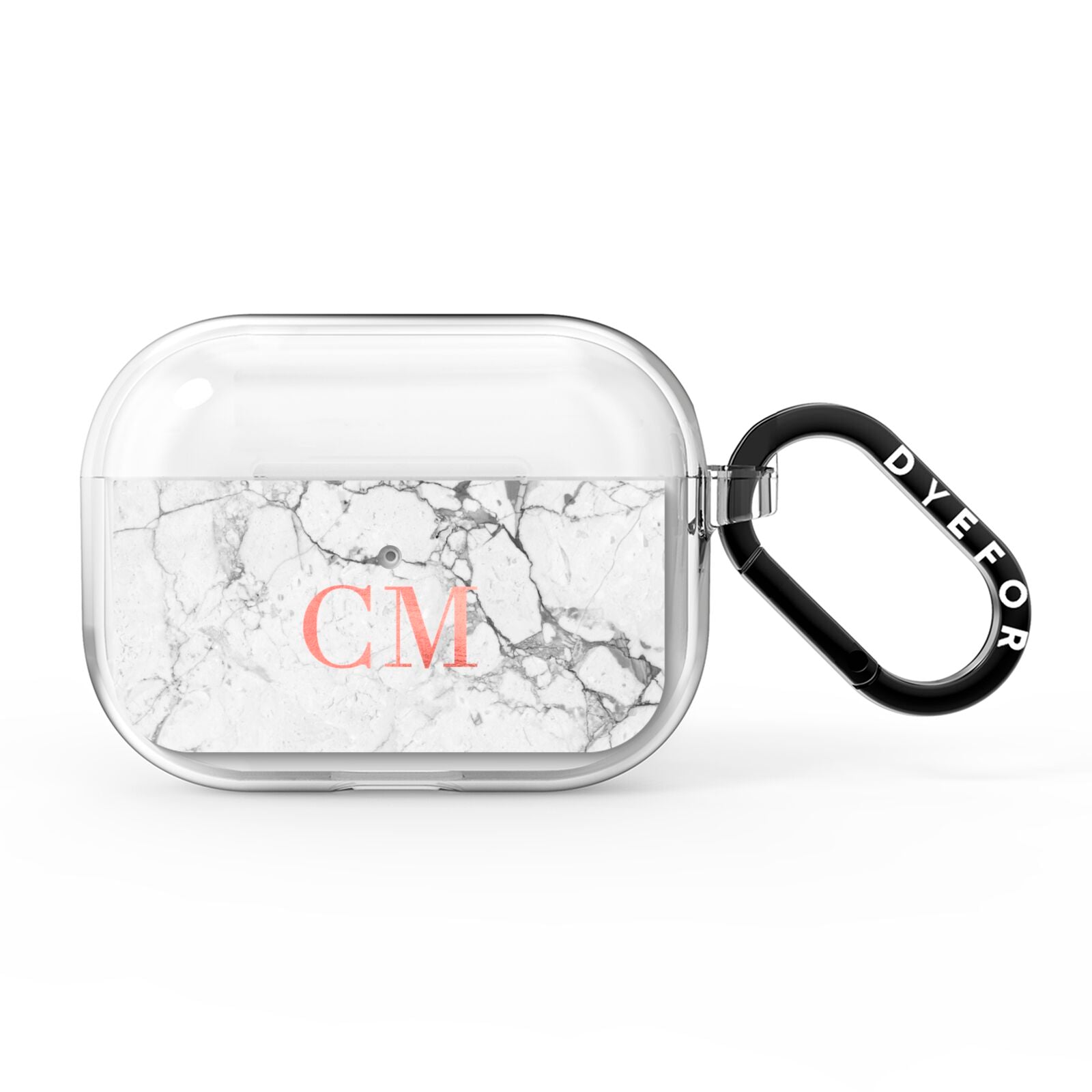 Personalised Marble Initial Rose Gold AirPods Pro Clear Case