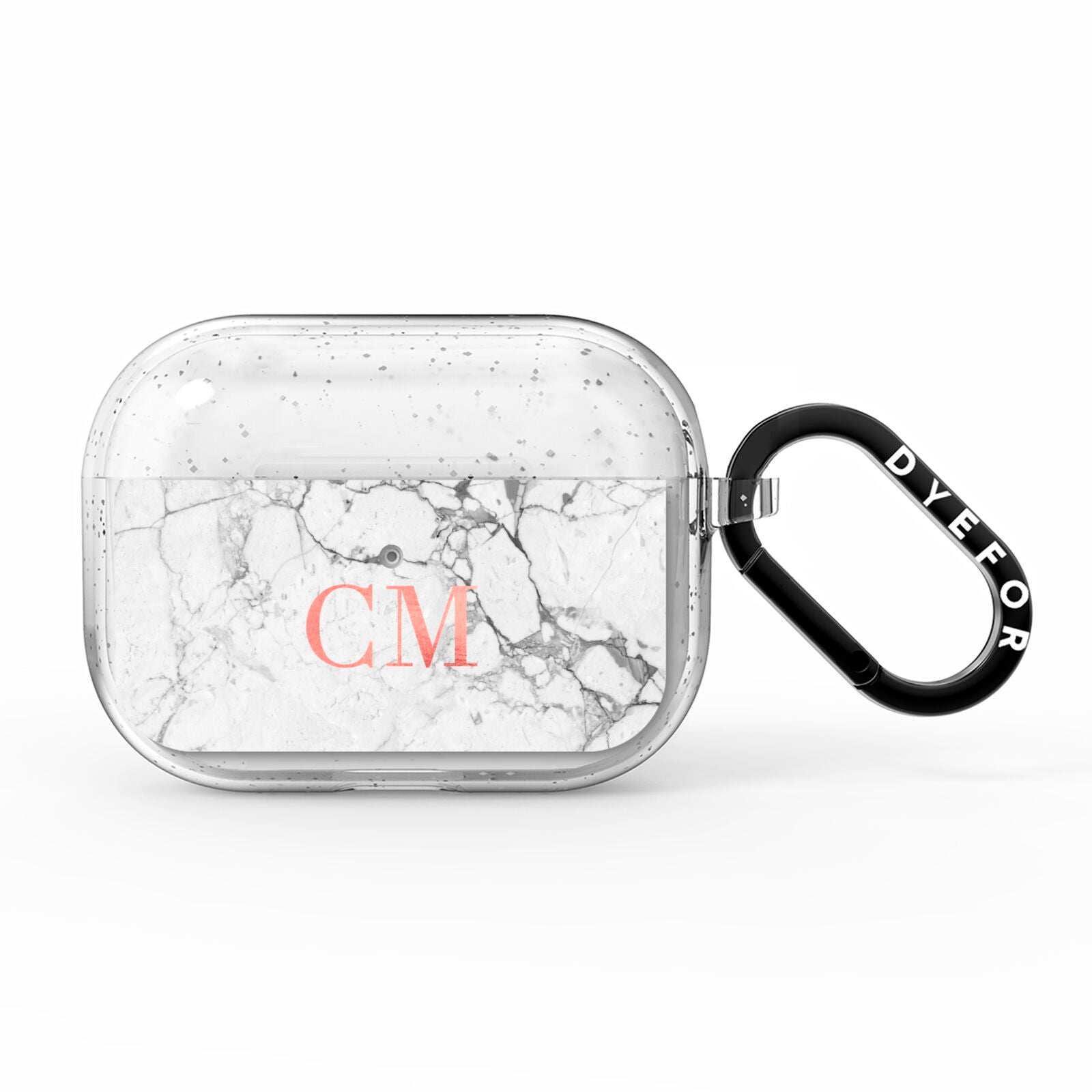 Personalised Marble Initial Rose Gold AirPods Pro Glitter Case