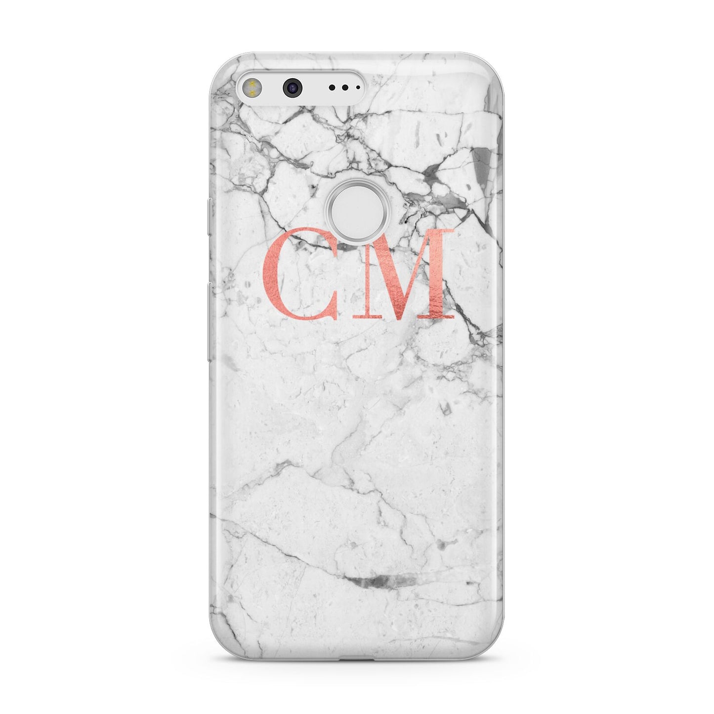 Personalised Marble Initial Rose Gold Google Pixel Case