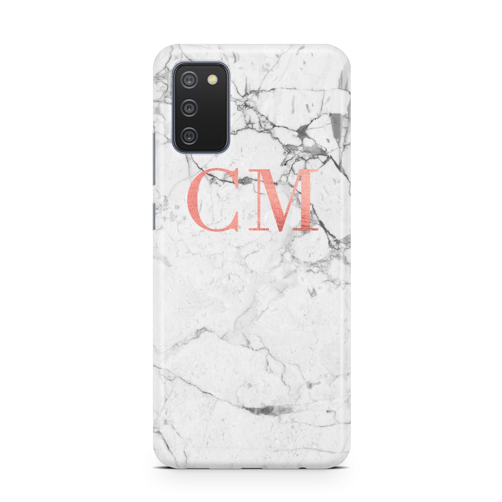 Personalised Marble Initial Rose Gold Samsung A02s Case