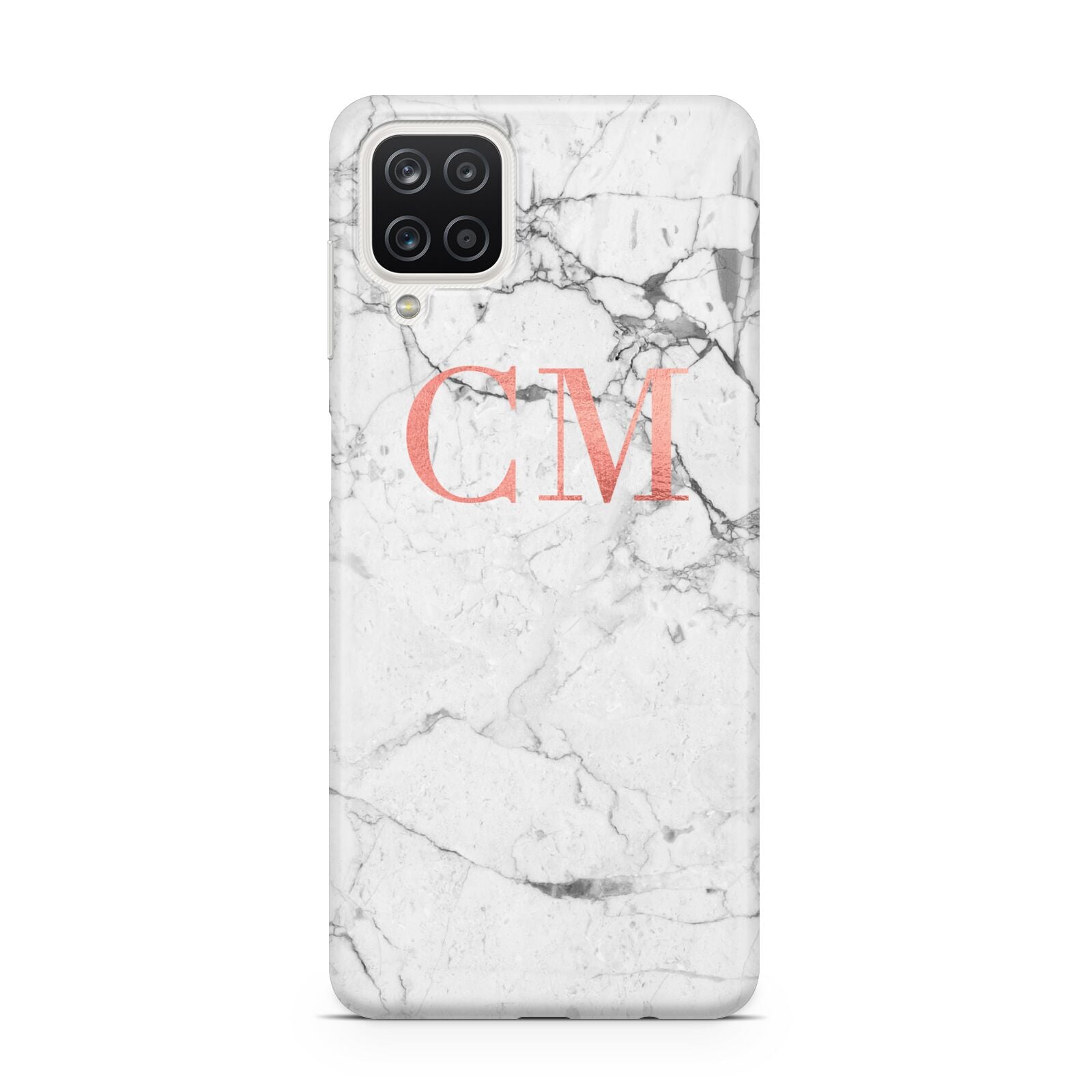 Personalised Marble Initial Rose Gold Samsung A12 Case