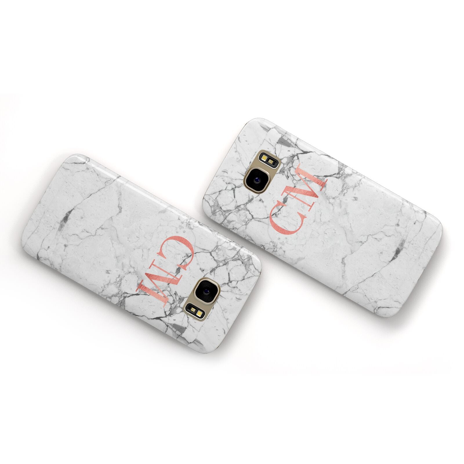 Personalised Marble Initial Rose Gold Samsung Galaxy Case Flat Overview