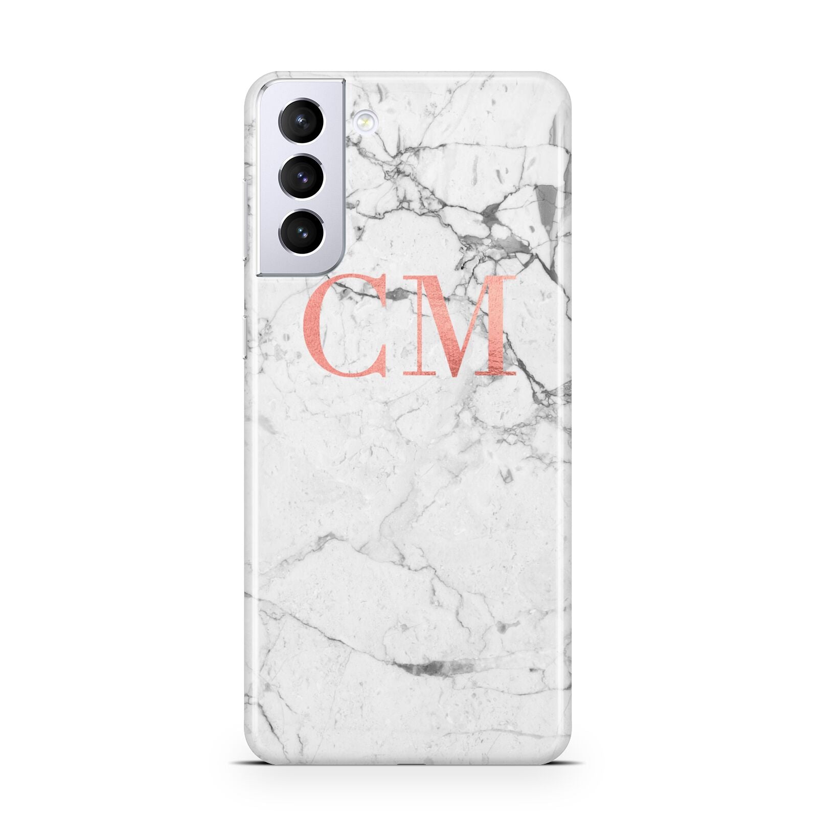 Personalised Marble Initial Rose Gold Samsung S21 Plus Case