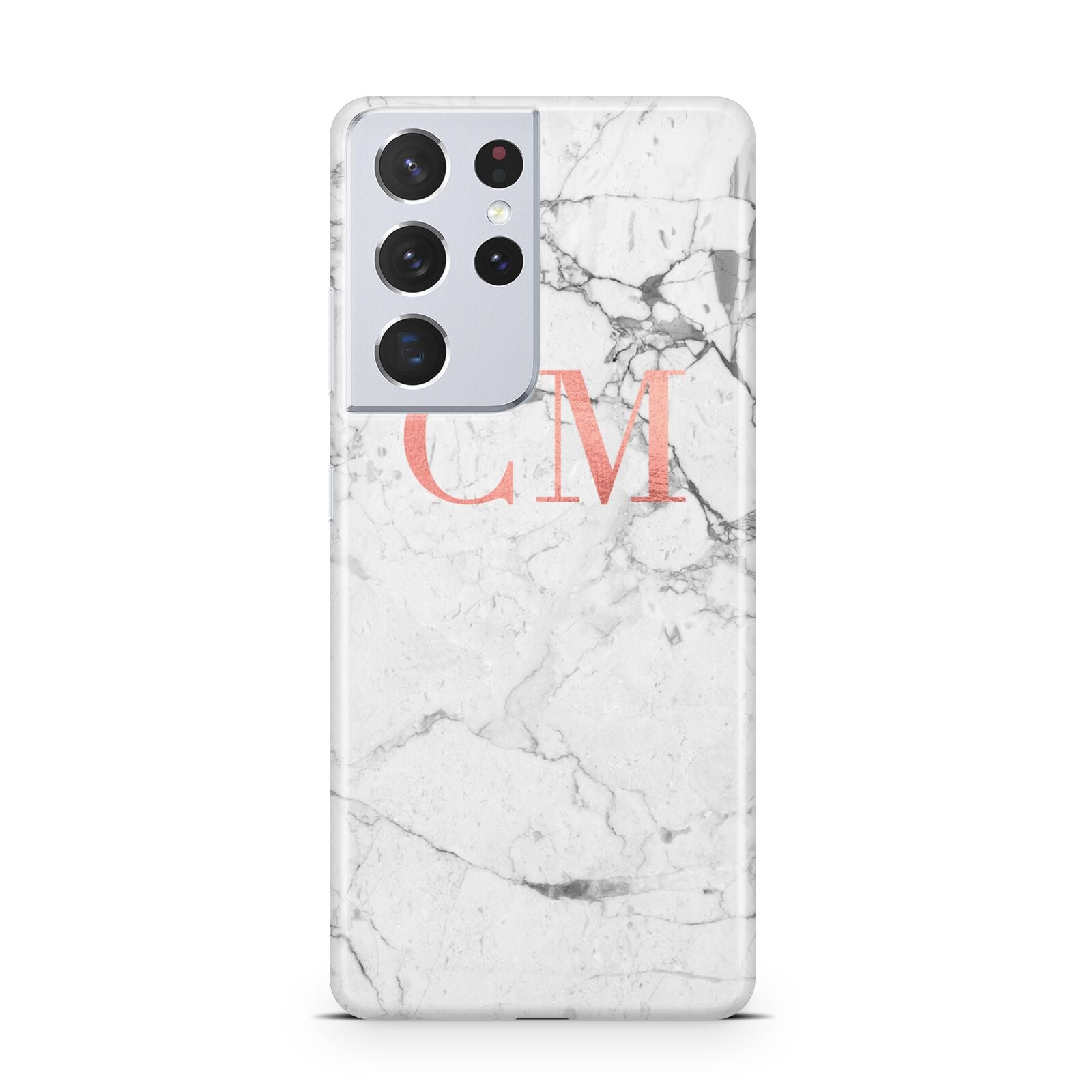 Personalised Marble Initial Rose Gold Samsung S21 Ultra Case