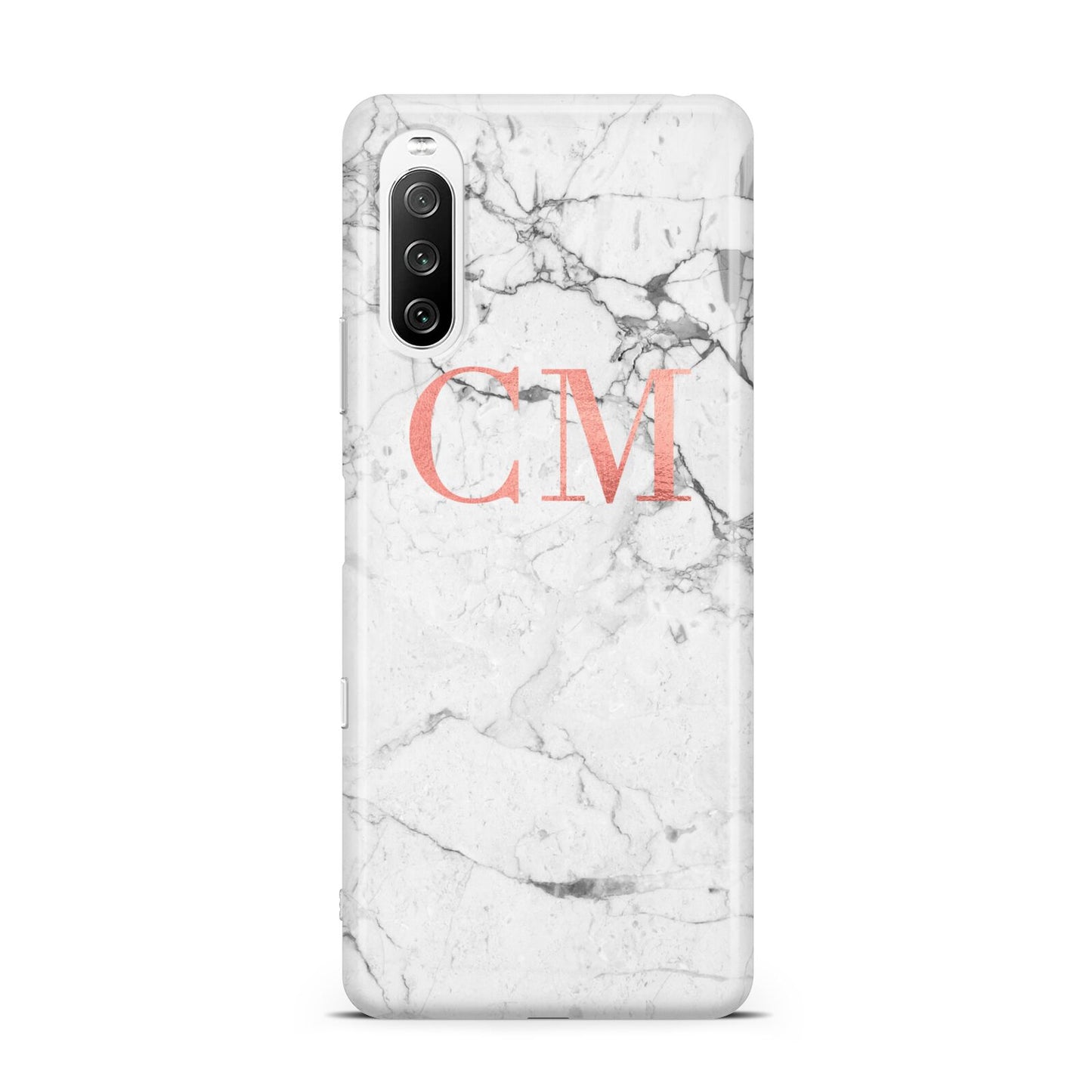 Personalised Marble Initial Rose Gold Sony Xperia 10 III Case