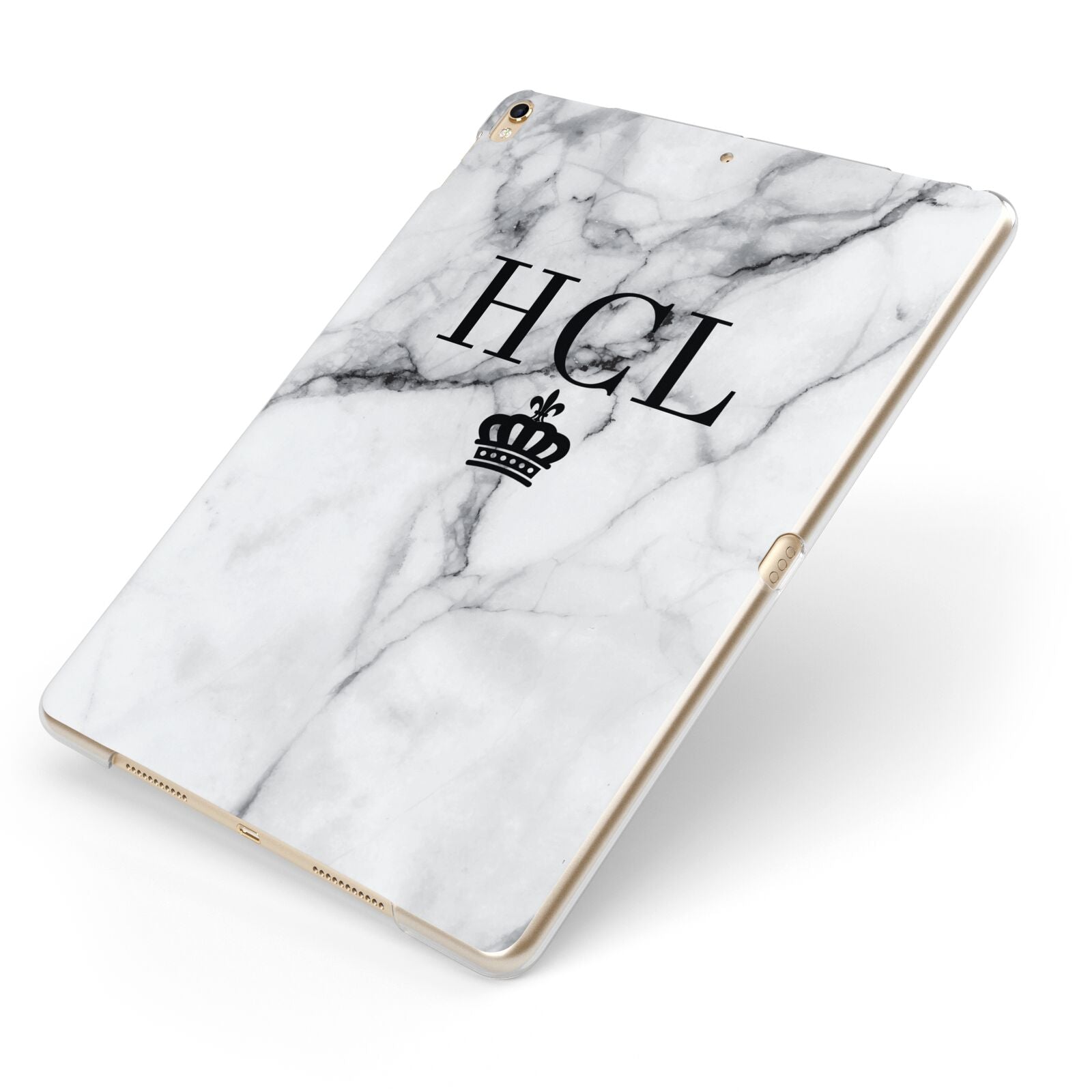 Personalised Marble Initials Crown Custom Apple iPad Case on Gold iPad Side View