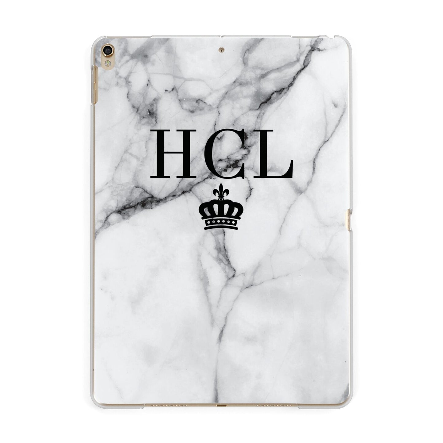 Personalised Marble Initials Crown Custom Apple iPad Gold Case