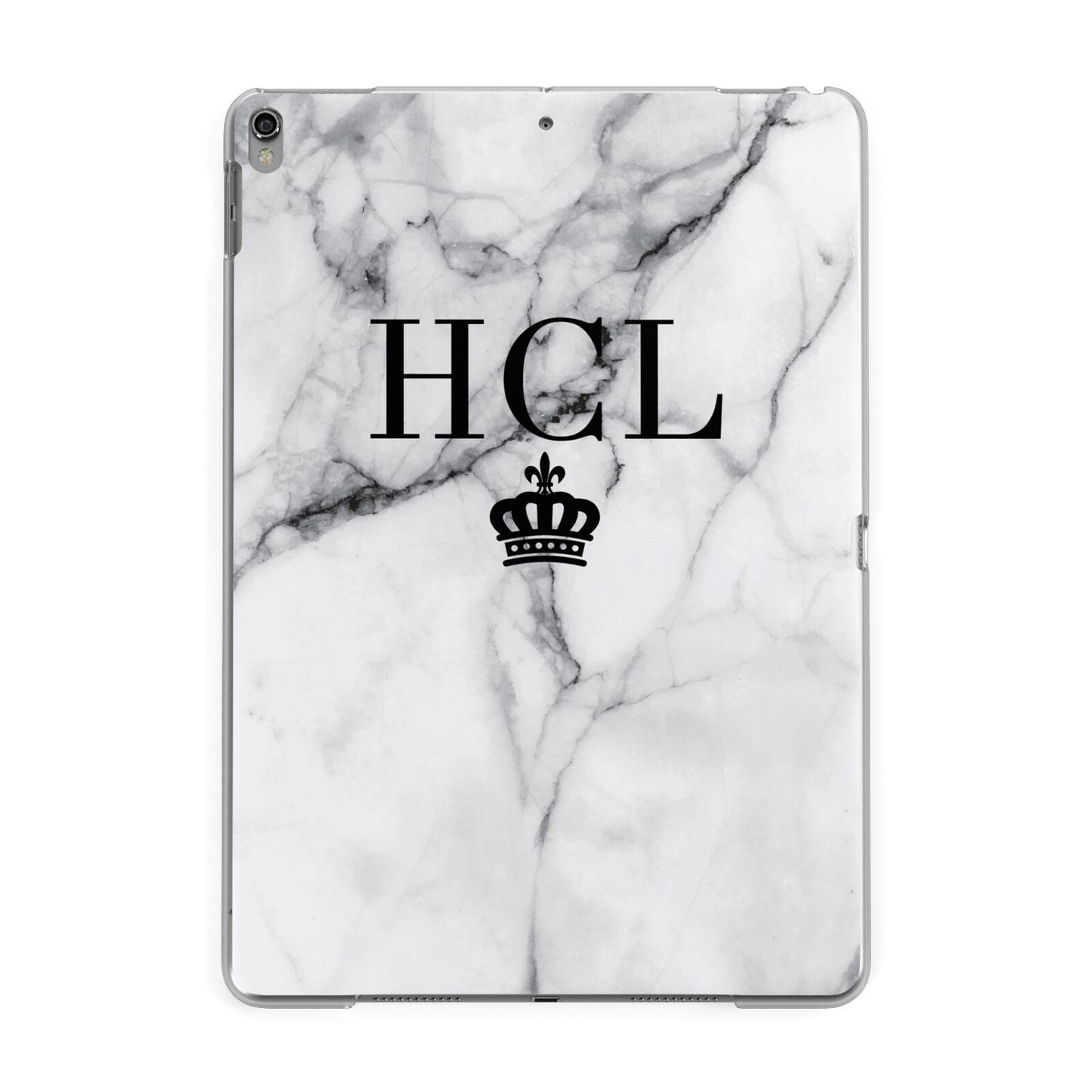 Personalised Marble Initials Crown Custom Apple iPad Grey Case