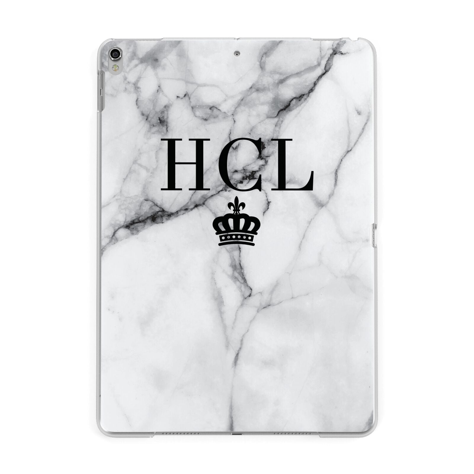 Personalised Marble Initials Crown Custom Apple iPad Silver Case