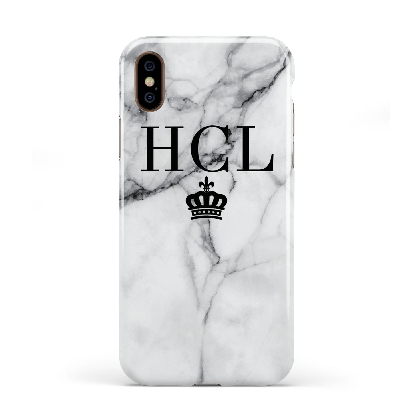 Personalised Marble Initials Crown Custom Apple iPhone XS 3D Tough