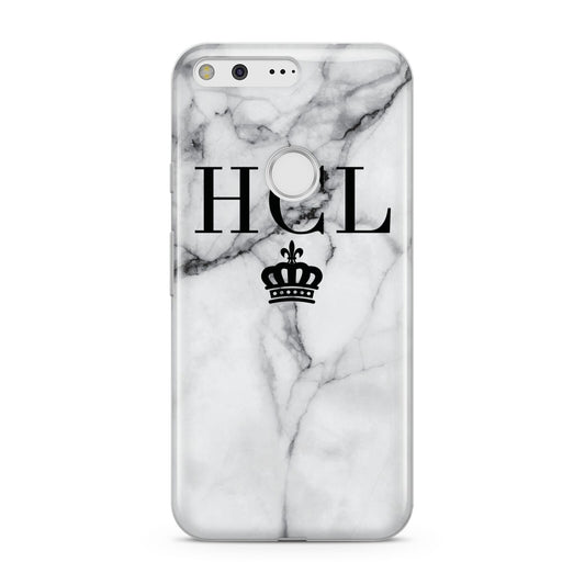 Personalised Marble Initials Crown Custom Google Pixel Case