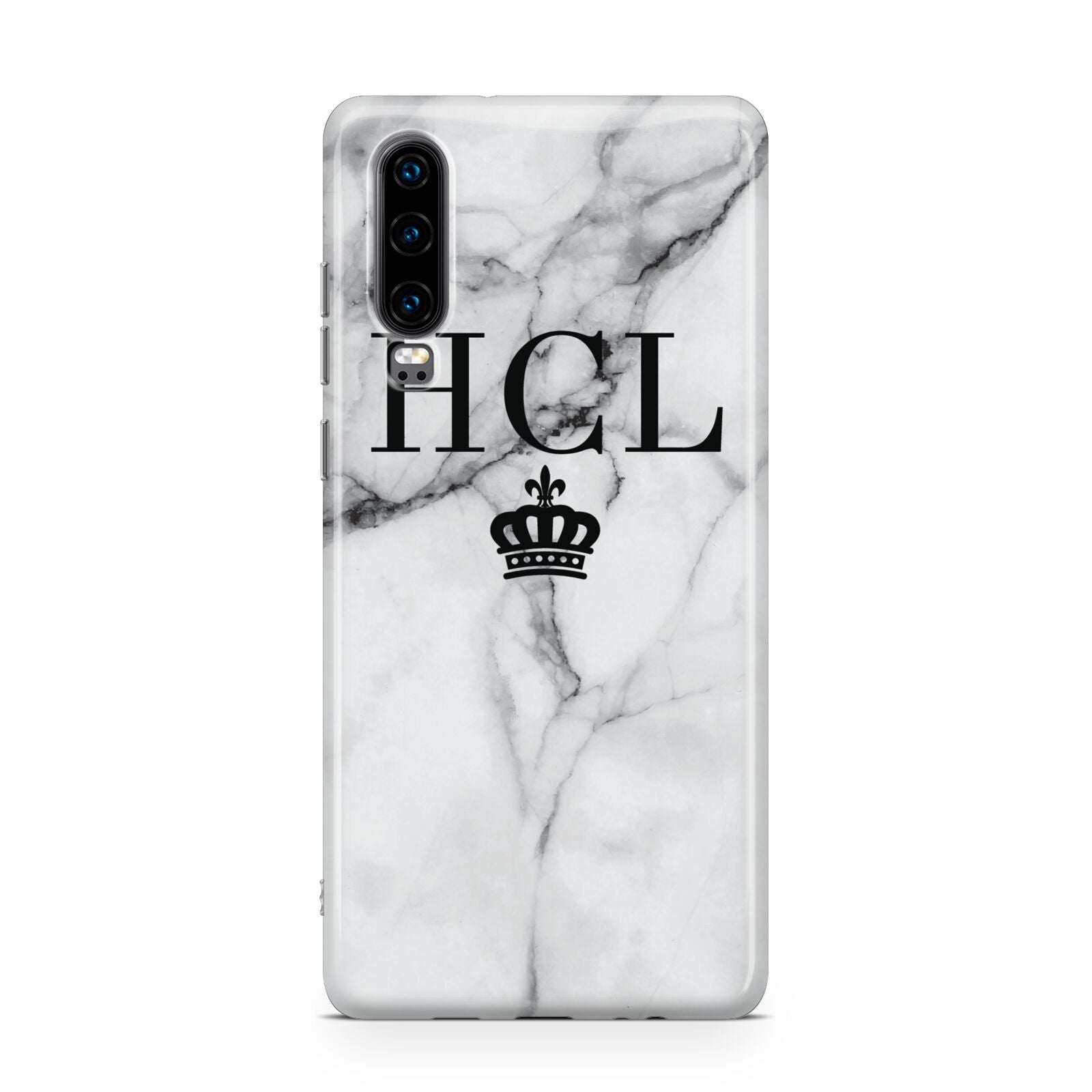 Personalised Marble Initials Crown Custom Huawei P30 Phone Case