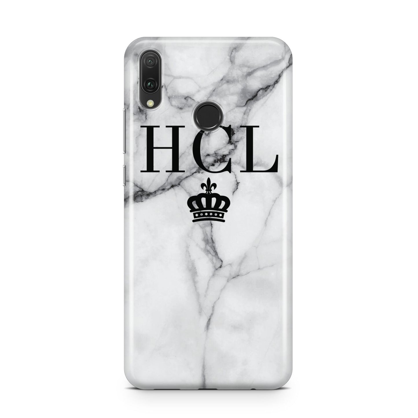 Personalised Marble Initials Crown Custom Huawei Y9 2019
