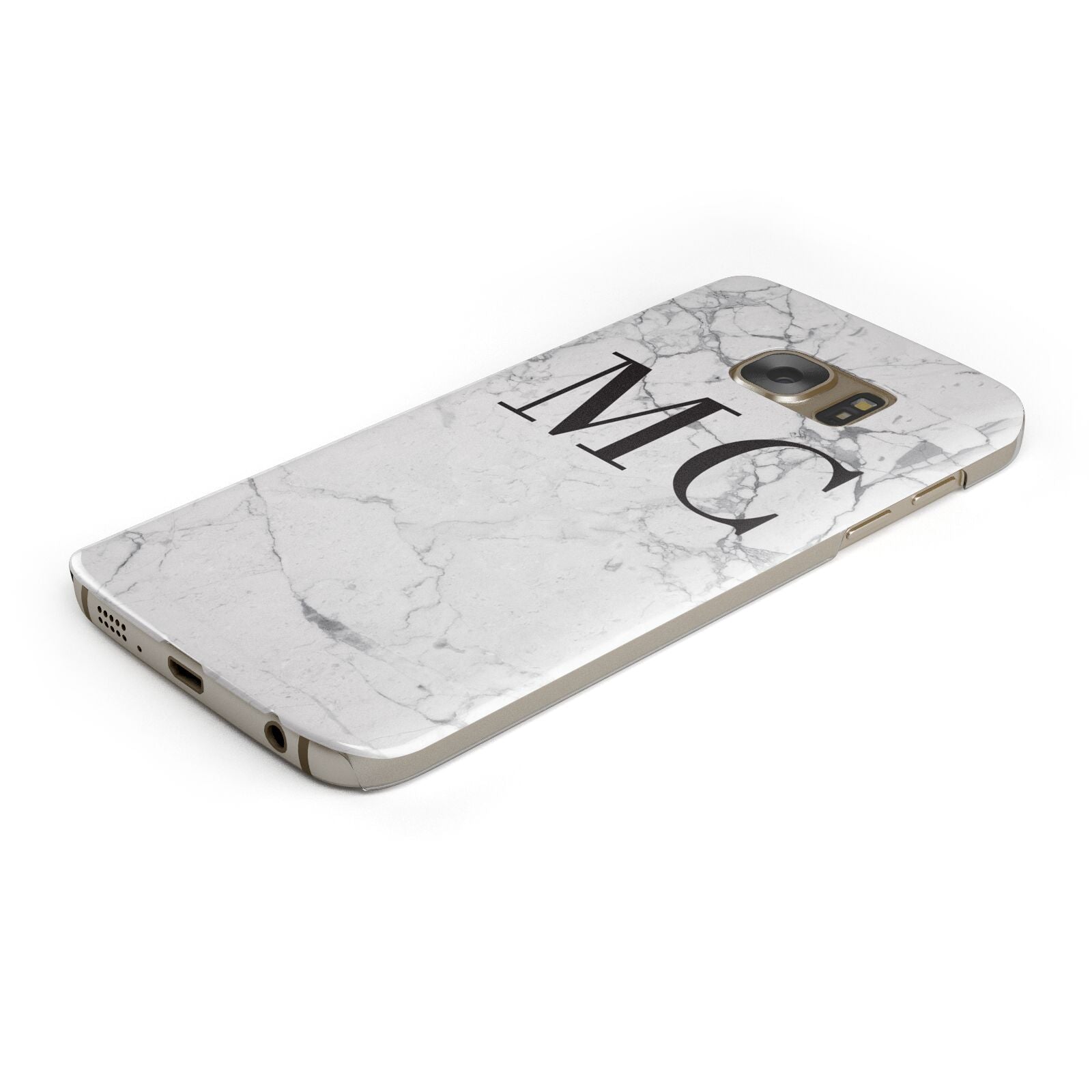 Personalised Marble Initials Protective Samsung Galaxy Case Angled Image